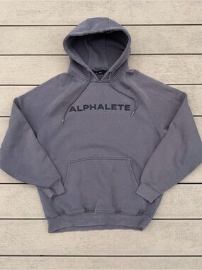 Alphalete Puff Logo Sweater Hoodie Gray Gym Training Men's Size Large Workout